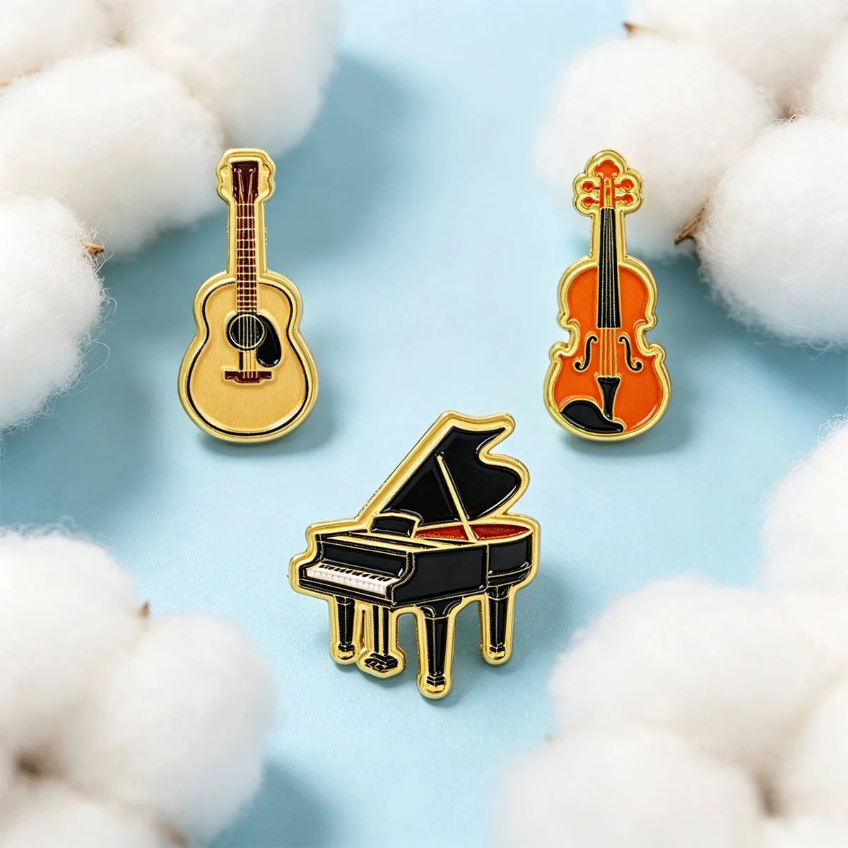 Classical Music Instrument Enamel Brooches Guitar Violin Piano Lapel Pin Cute Musician Decorative Badge Accessories