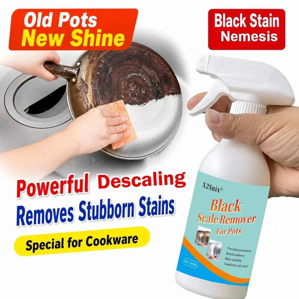 Kitchen Black Scale Remover Pan Bottom Cleaning Decontamination, Metal Descaler, Home Polishing Oven Oil Stain Cooktop Spray