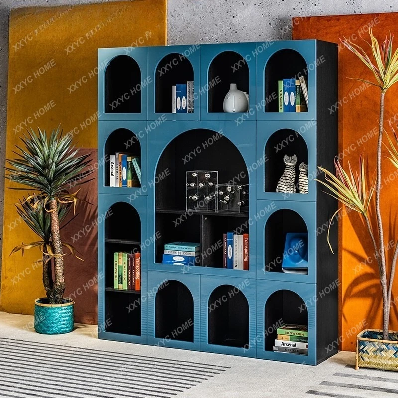 H paint bookshelf modern art floor shelf simple arched bookcase