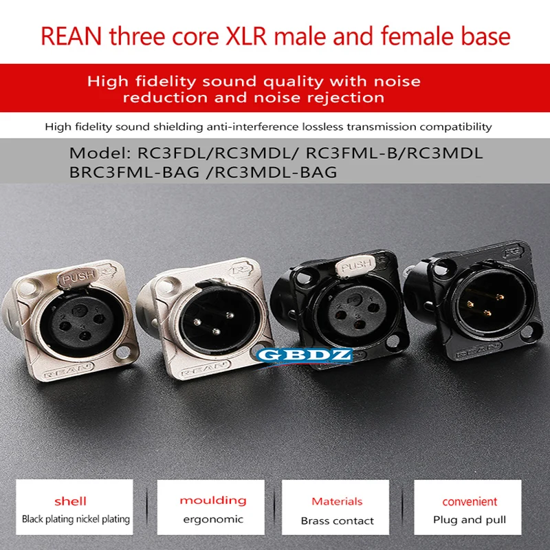 RC3MDL 3 Pin XLR Male Female Gold/ Tin Plating Socket Connector YS145 YS146  D-type Power Amplifier Panel Installation Module