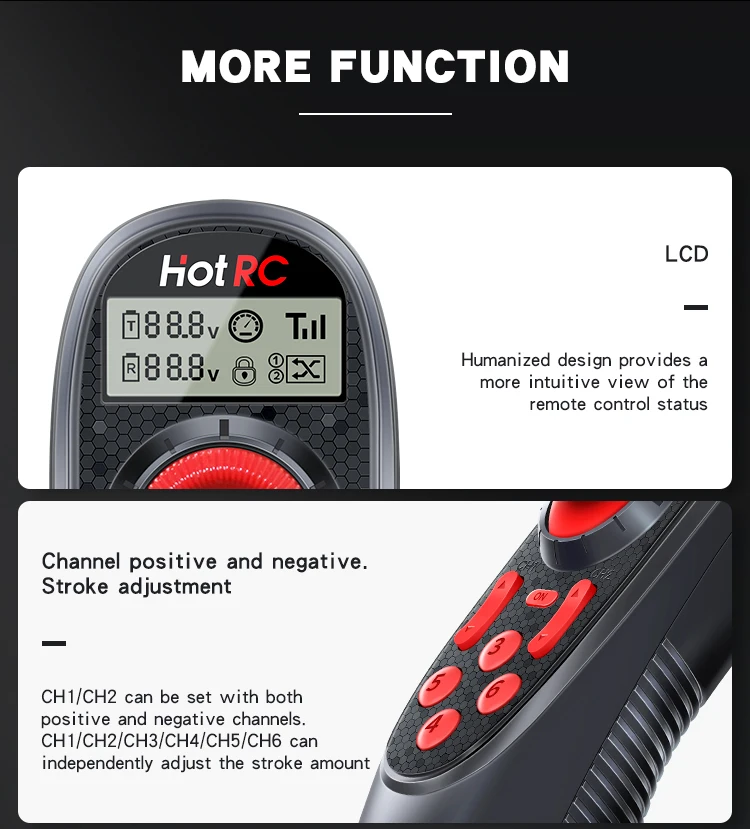 HOTRC DS-600 6CH 2.4GHz รีโมทคอนโทรลระบบวิทยุเครื่องส่งสัญญาณ DS600 พร้อม F-06A ตัวรับสัญญาณ PWM สําหรับ RC เรือเรือ DIY รุ่น Part