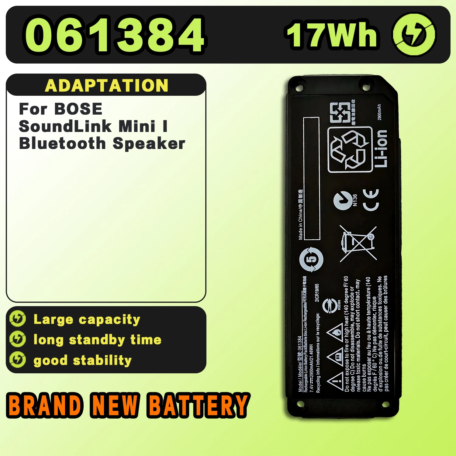 SAT 061384 New Speaker Batteries Replacement For BOSE SoundLink Mini I Speaker 7.4V-17Wh-2330mAh