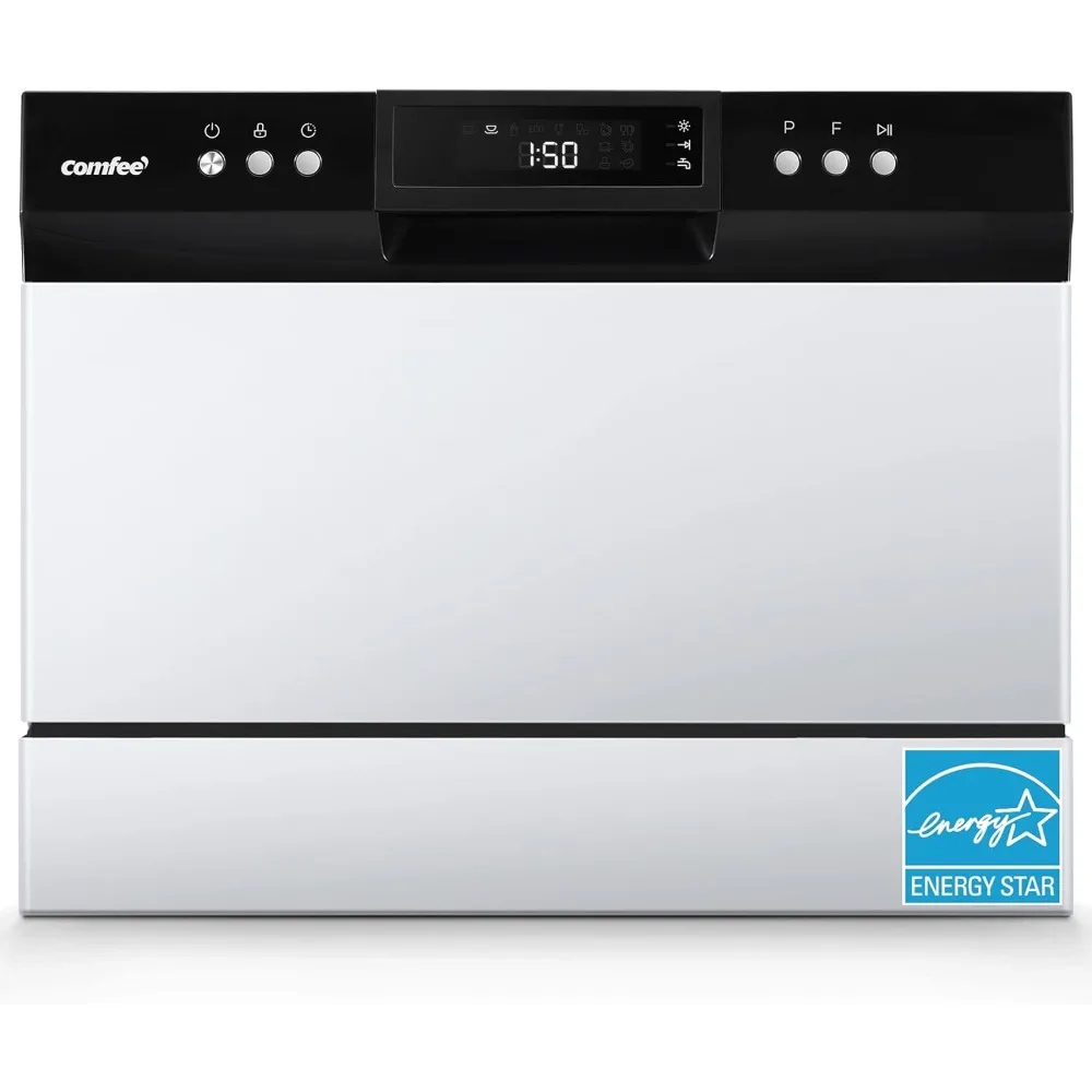 COMFEE’ Countertop Dishwasher, Energy Star Portable Dishwasher, 6 Place Settings & 8 Washing Programs, Speed, Baby-Care