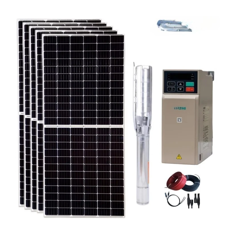 7.5 kW AC solar water pump agricultural solar drip irrigation kit factory 25 meters drilling watering system