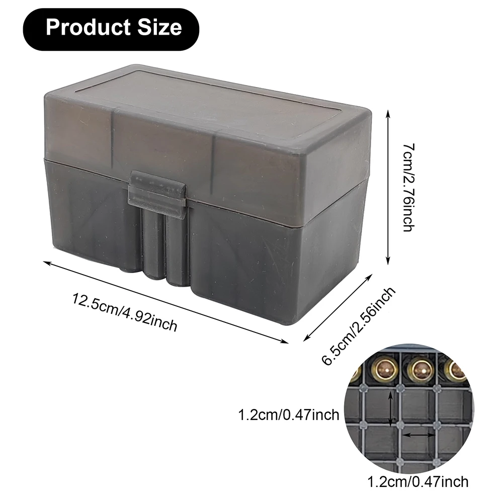 50 Rounds Tactical Ammo Box Bullet Shell Holder Box Rifle Cartridge Storage Case .223 Pistol Rifle Ammo Carry Storage Box