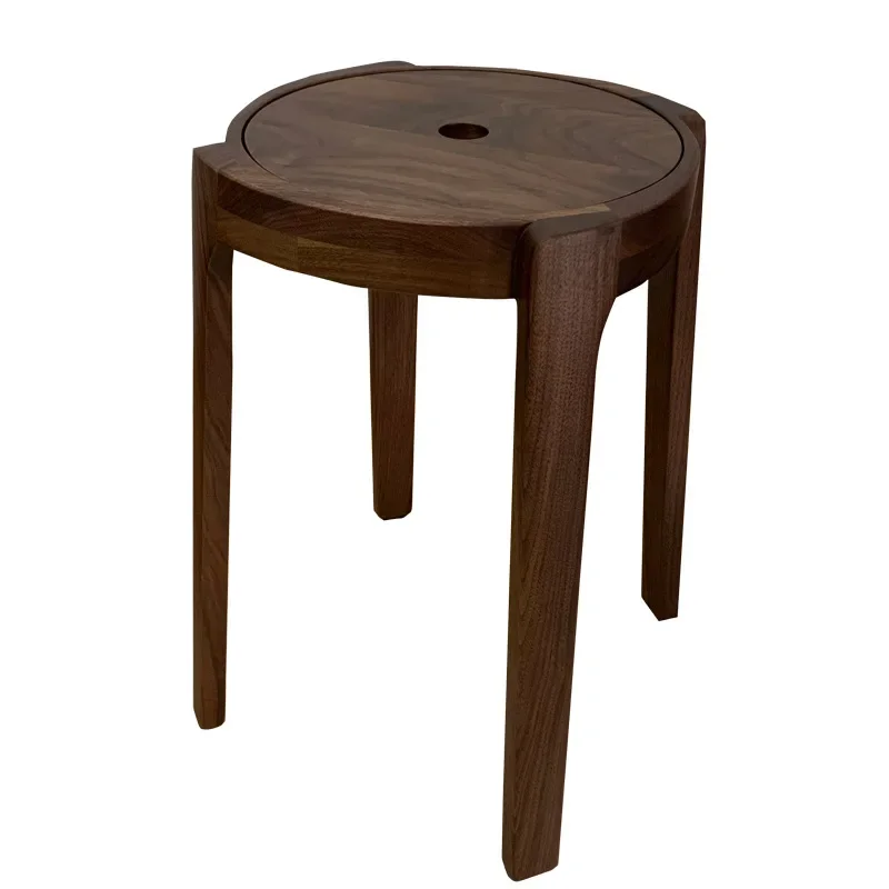 

Household black walnut, windmill stool, modern minimalist stackable, solid wood round stool
