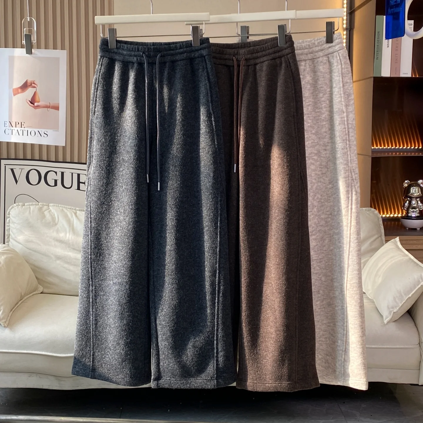 

Утепленные флисовые брюки с высокой талией и широкими штанинами для женщин, зимние, комфортные, мягкие, эластичные, однотонные, повседневные