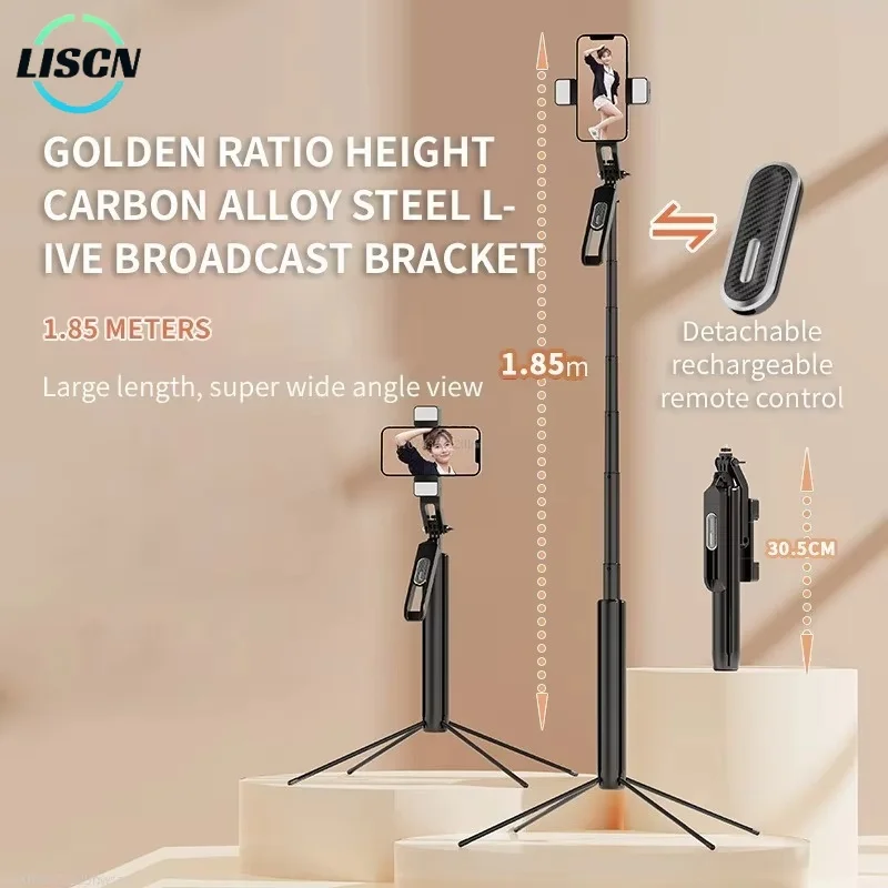 LISCN Selfie Stick 185cm Anti-Shake Cell Phone Tripod with Remote Video Balance Handle Aluminum Tripod for IPhone/Android