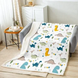 Cute Dinosaur Throw coperta Cartoon Cactus Plants coperta da letto per bambini adolescenti ragazzi ragazze Room Decor animali selvatici in pile