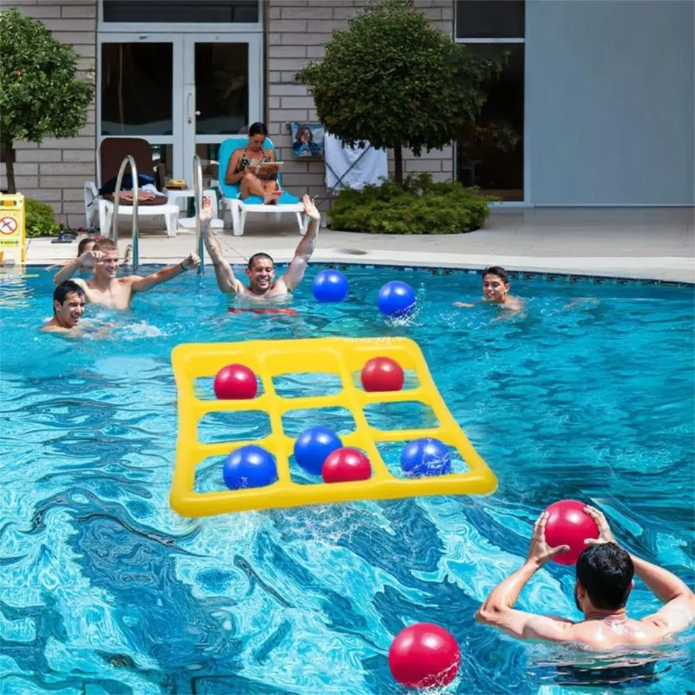 Conjunto de brinquedos aquáticos de PVC, lançamento macio equipado com uma bomba de ar inflável, nove grades, jogo de piscina, 10 bolas