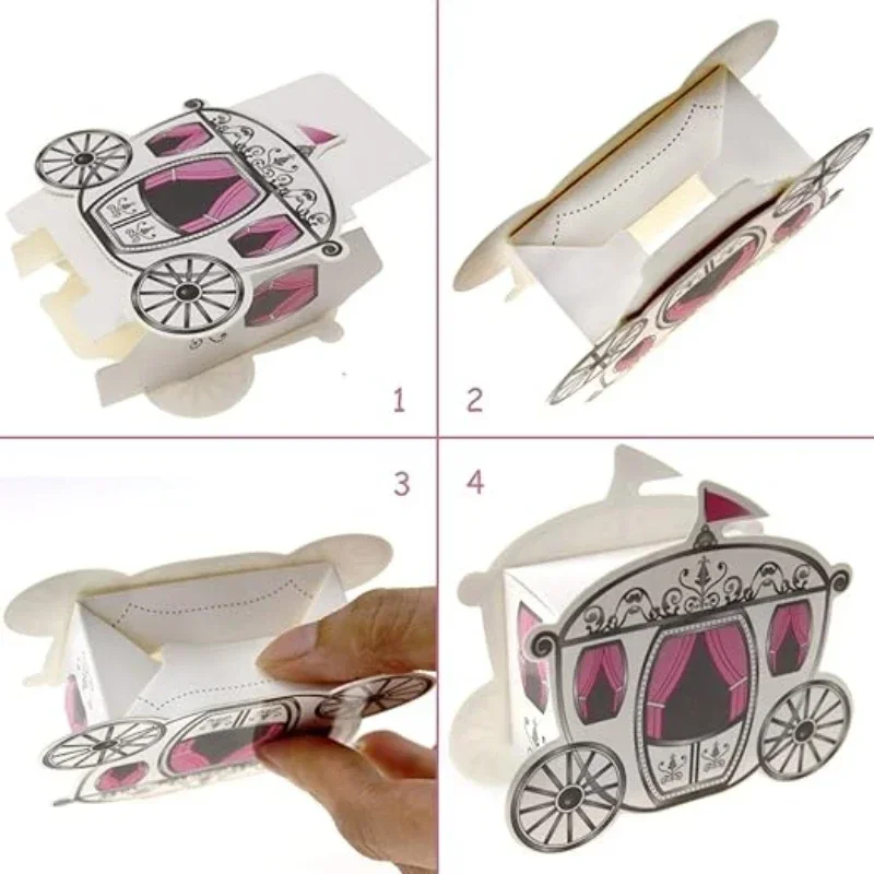 10pcs Mini Paper Pumpkin Carriage Candy Gift Box Cinderella Wrap Princess Wedding Party Favor European Style