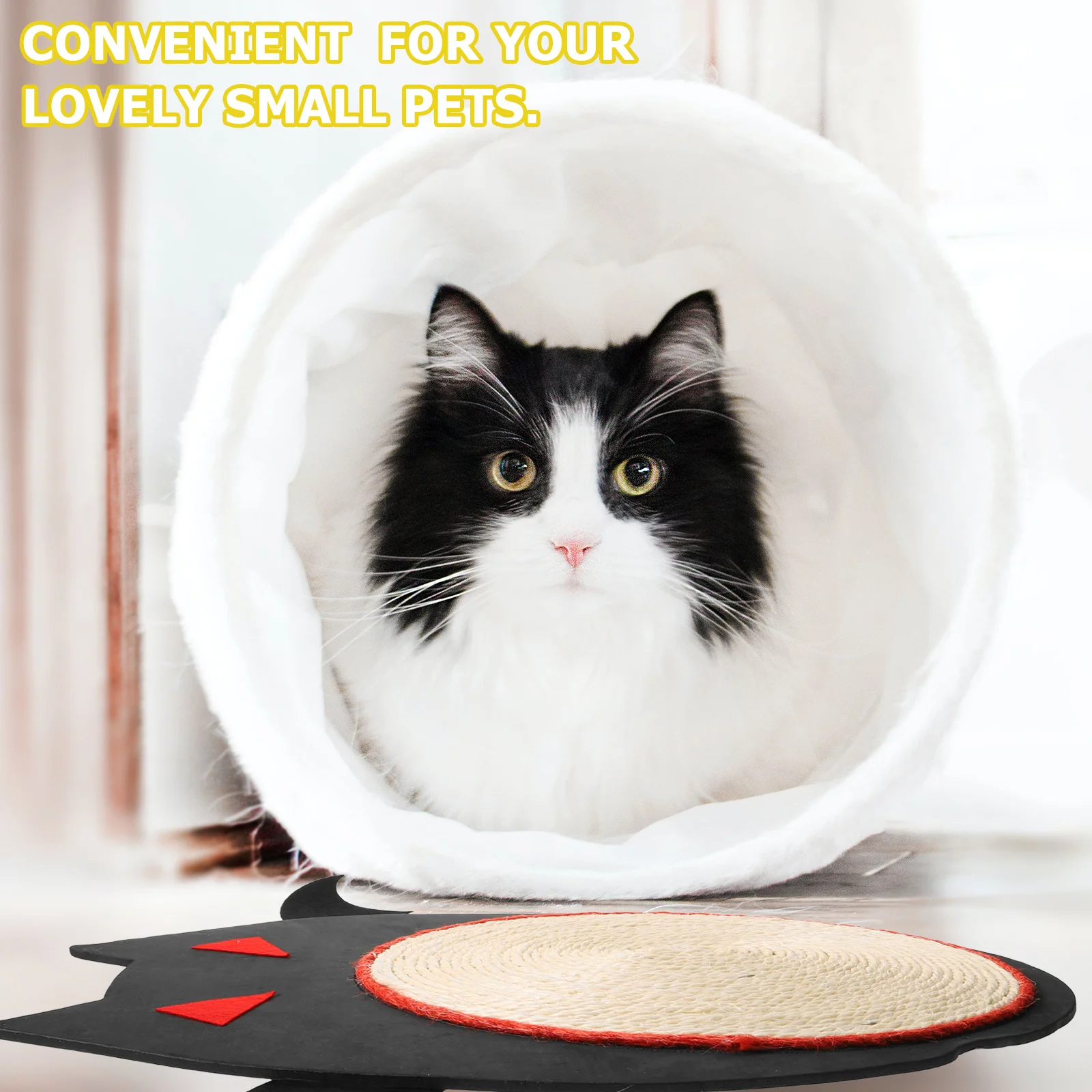 

Halloween Bat Cat Scratcher Mat Black Eva Bottom Pad Sisal Rope Center Foldable Wings Felt Eye Design Sleep Scratch Grind Claw