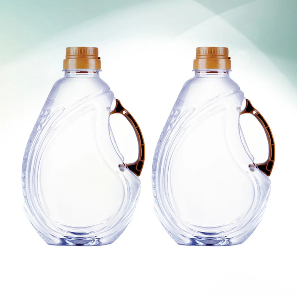 

2 pcs 1.8L Pet Plastic Oil Bottle Serrated Spout Leak Proof Transparent Kitchen Seasoning Storage Container For Olive Oil