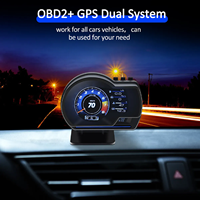 Digital Head‑Up Displayer Speed Warning Head Up Display OBD2+GPS Smart Gauge Car HUD Speedometer Turbo RPM Alarm for Car Truck