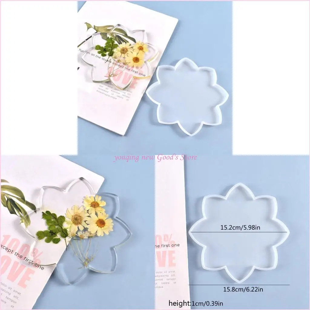 

57QA DIY Crafts Cup Mats Mould Lotus Crystal Agate Mold Mug Pad Tray DIY Mold