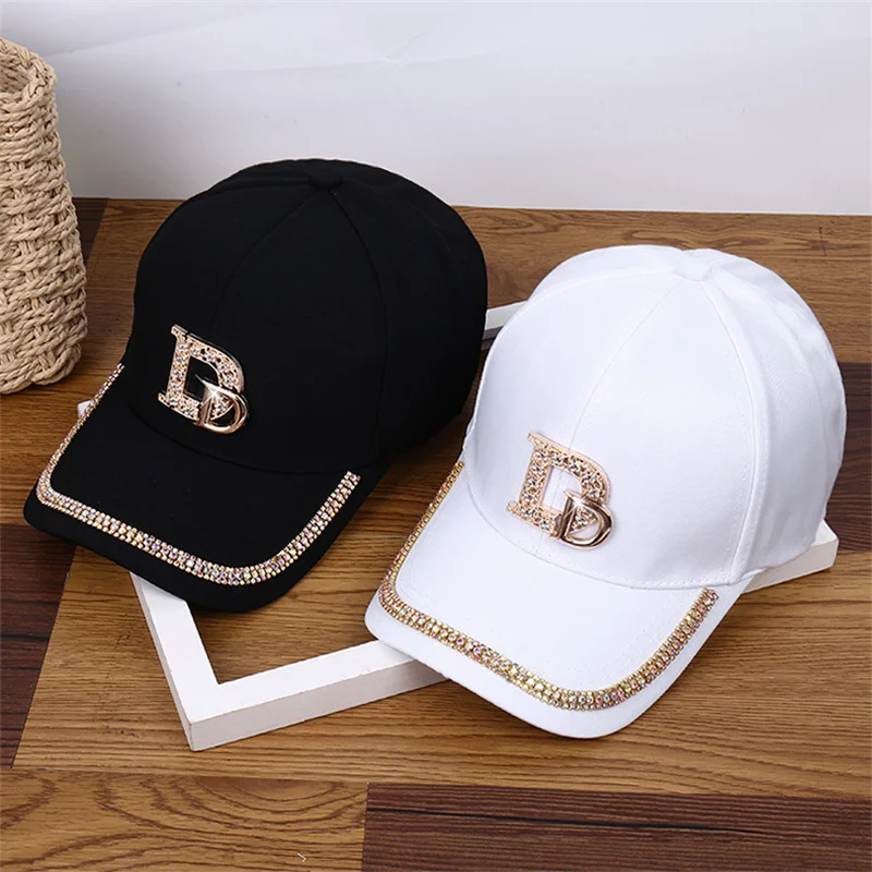 Fashion Women Diamond D Letter Baseball Cap Korean Version Casual Lady Caps Snapback Summer Sun Protection Hat Sport Hats