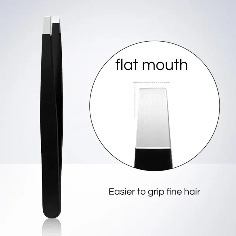 Rimozione pinza per sopracciglia nera CNK con strumenti di bellezza a punta inclinata e piatta per sopracciglia e peli incarniti Acciaio inossidabile all'ingrosso