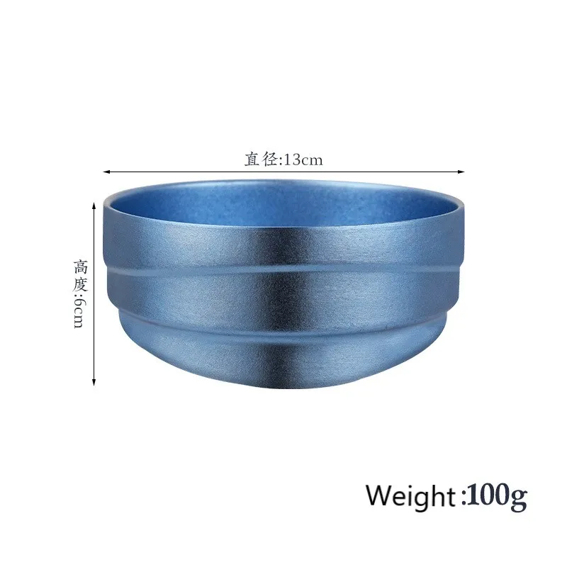 Pure Titanium Double Layer Heat Insulated Ultralight Rice Soup Bowl Tableware Titanium Rice Bowl Soup Bowl