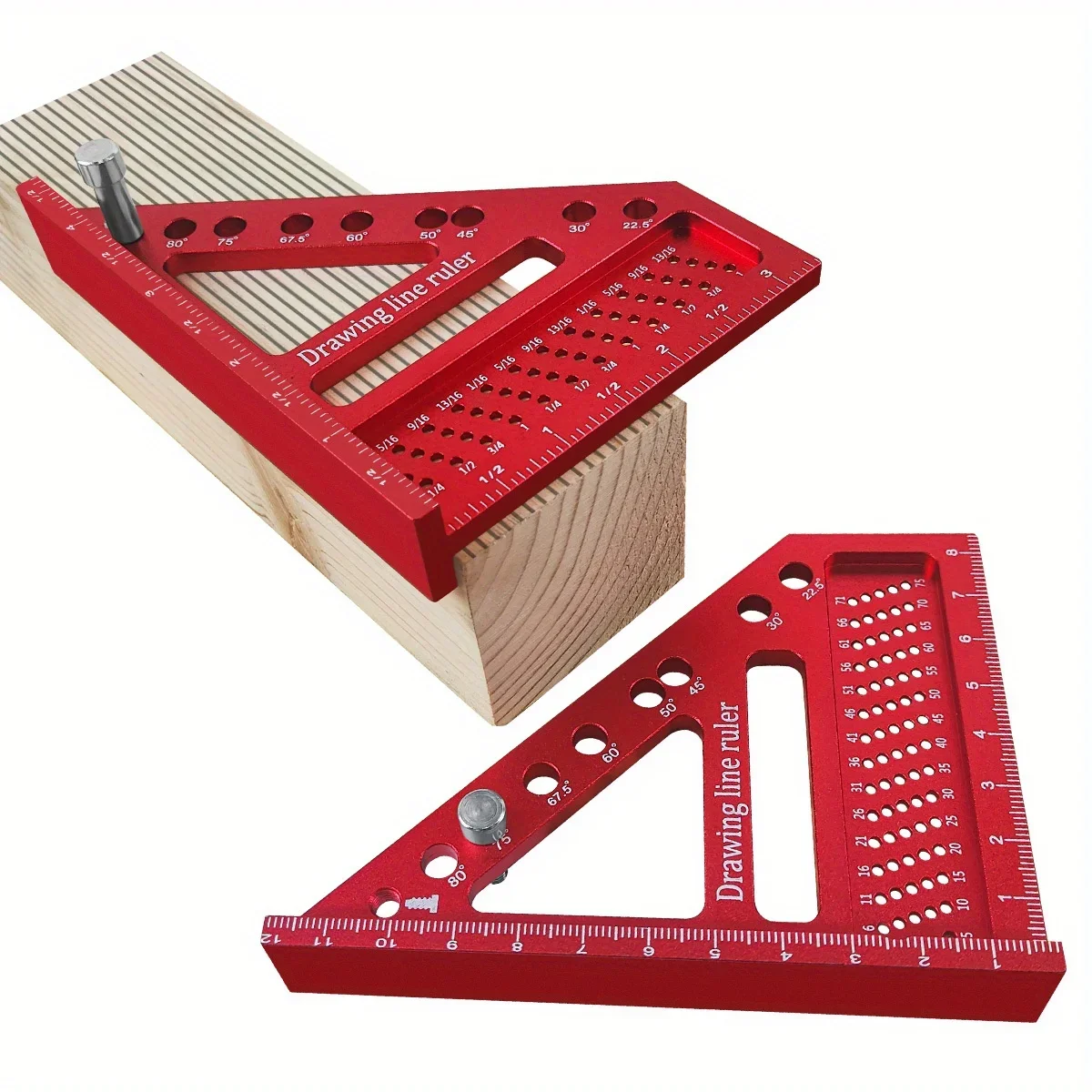 アルミ木工直角分度器 ダボピン付きマイター三角定規 - メートル/インチ T タイプ高精度レイアウトツール