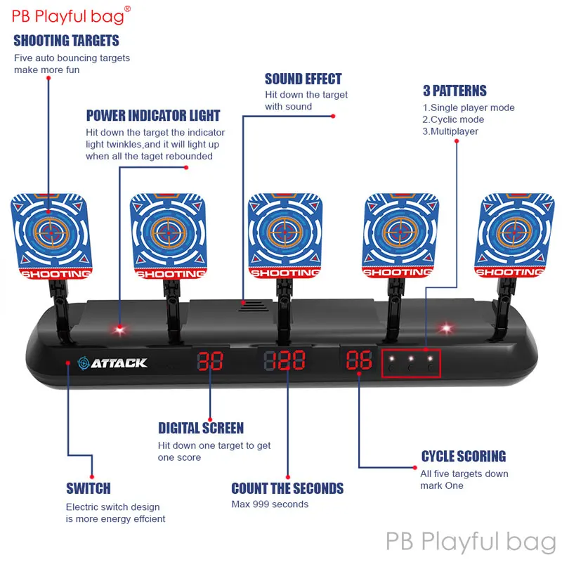 Marcando Moving Toy Target for Children, Soft Bullet, Gel Ball Gun, Alvo Elétrico, Entretenimento Pai-Filho, Jogo de Tiro, QJ79