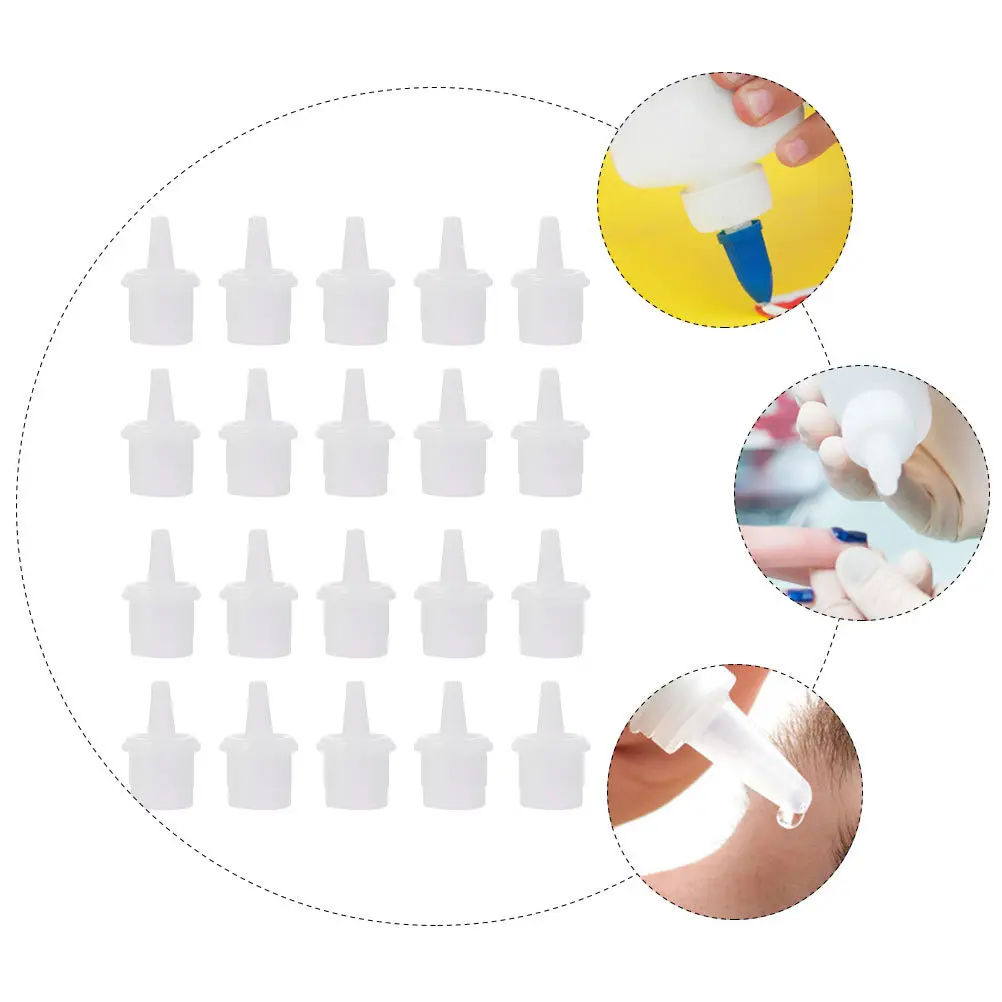 50개 내구성 있는 속눈썹 접착제 병 노즐 교체 캡 플라스틱 속눈썹 연장 병 팁 뷰티 살롱 교체 캡