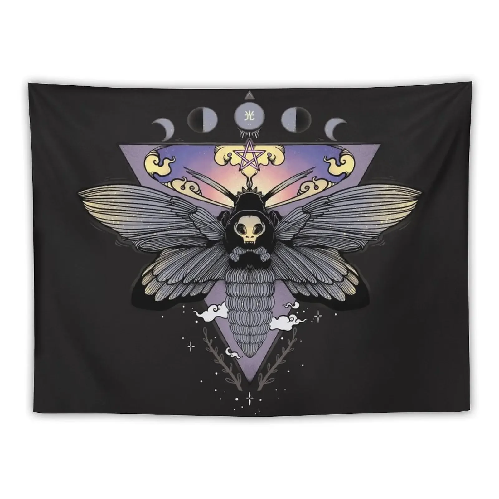 

Death Head Moth Gothic Triangle Moon Phase Art Tapestry Wall Carpet Home Decorators Tapestry