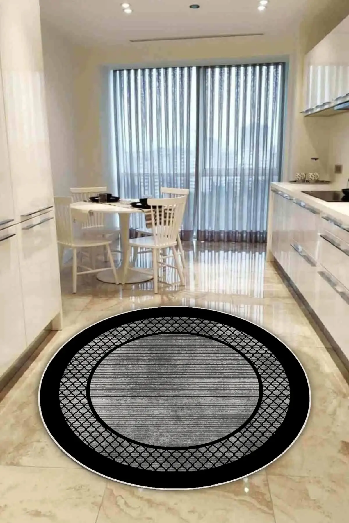 DOLBOVI round geometric pattern digital printing washable non-slip base living room kitchen balcony bathroom carpet