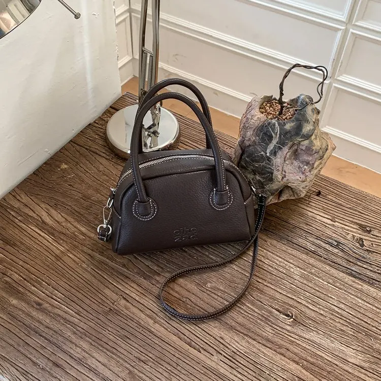 

Женская сумка через плечо для ежедневных поездок, из кожи личи, в форме бостонской сумки, разноцветная, на каждый день