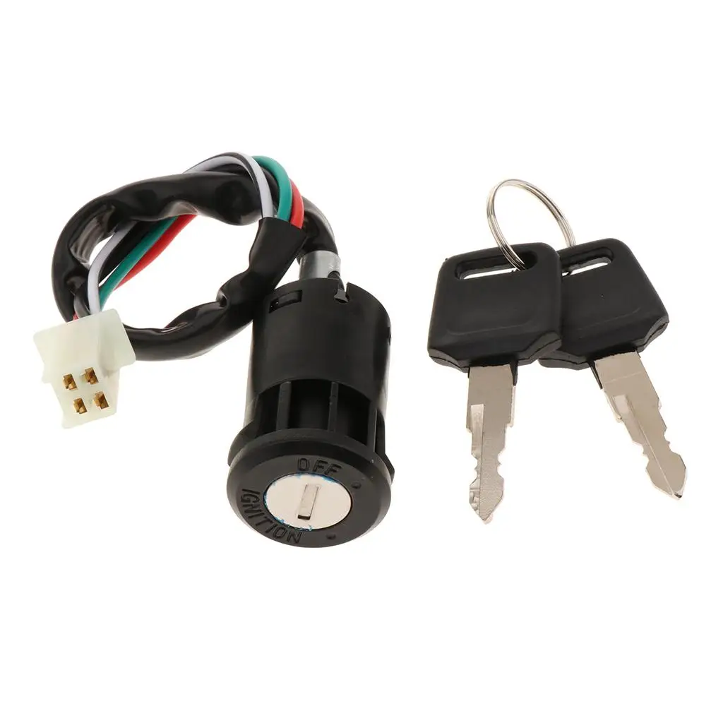 Motorcycle Ignition Key Switch Lock Kit Black Plastic Four Wire Set for Motor ATV 50CC 110CC 125CC 150CC