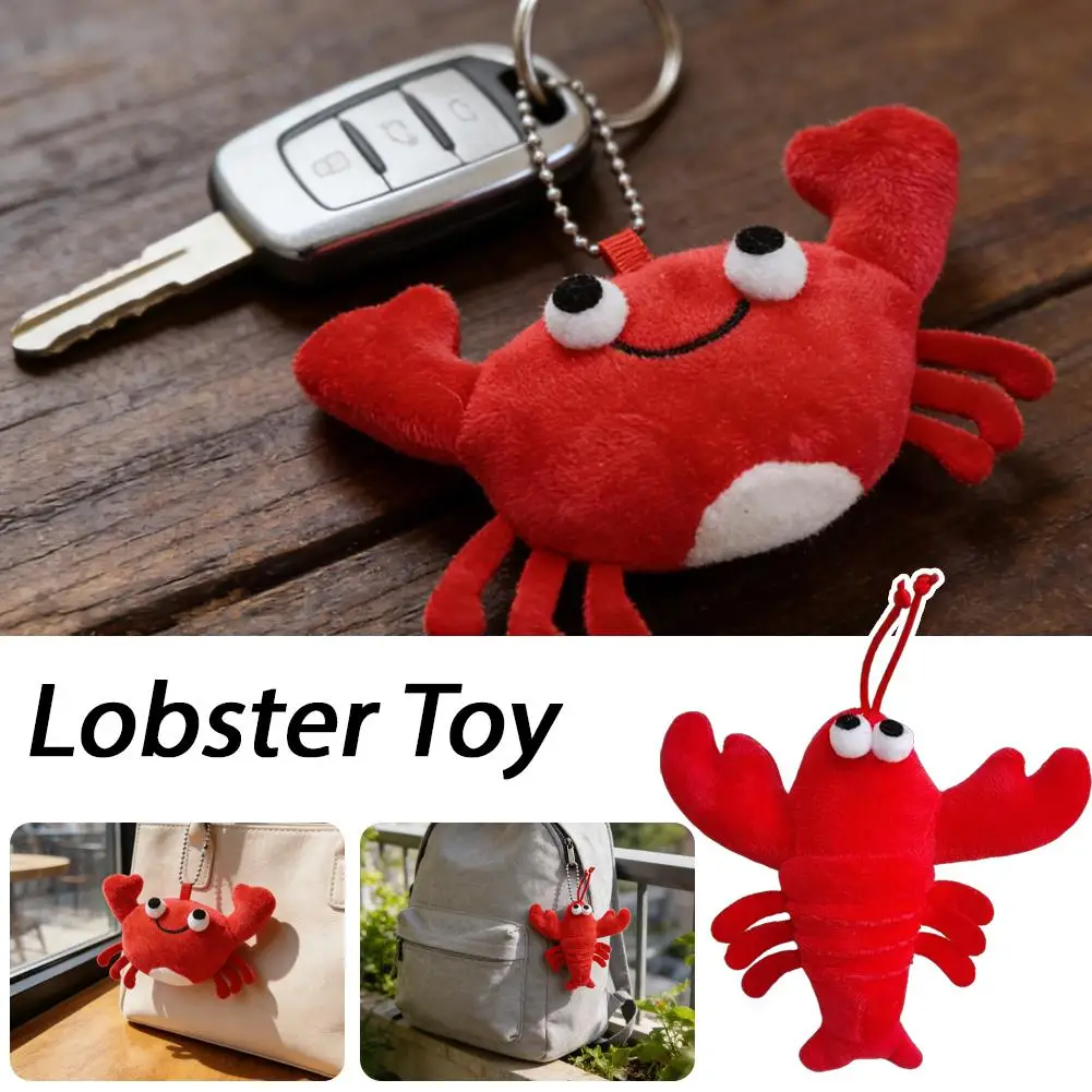 

Cute Red Lobster Crab Plush Keychain Soft Stuffed Animal Keyring Pendant Fun Ocean Animal Key Chain Gift for Women Girls Kids