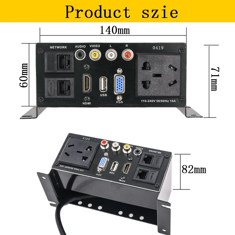 Multimedia Desktop Socket Zinc Alloy Information Panel with HDMI-compatible USB 3.5mm Audio Video AV Dual Network Port