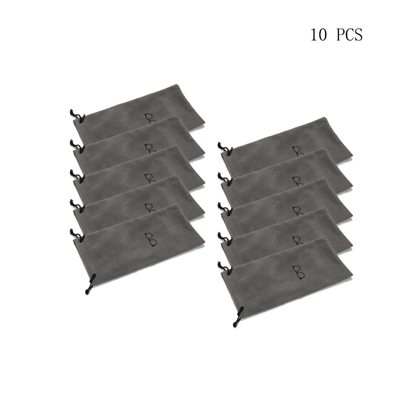 1/5/10 PCS Grau Retro Tragbare Brillenetui Weiche Brillentasche Sonnenbrillentaschen Einfarbige Beutel mit Kordelzug – Detail 5
