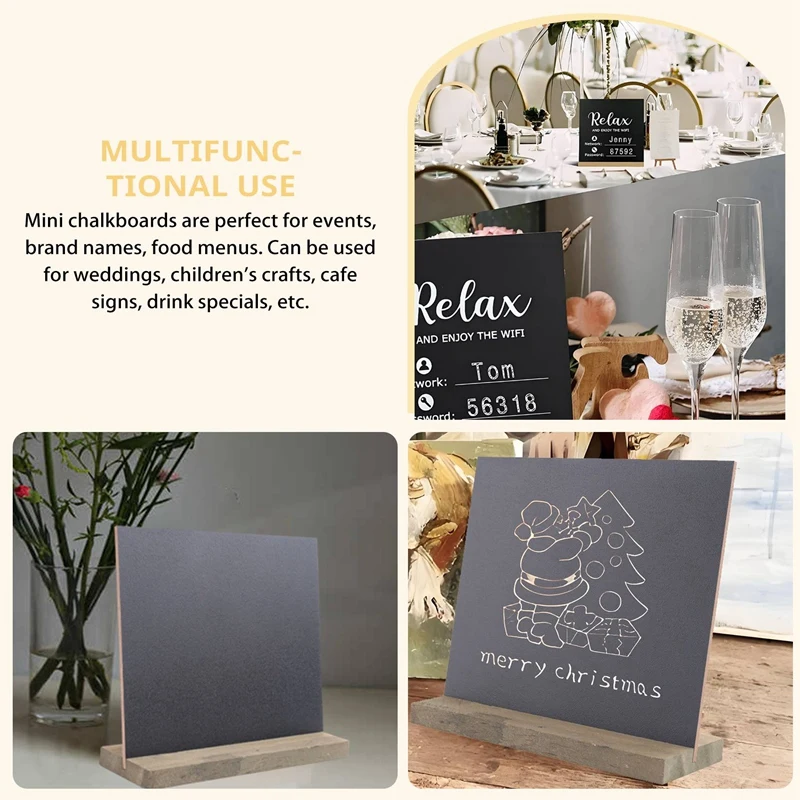 6 pak tanda papan kapur pedesaan dengan dudukan kayu untuk label tanda dekorasi pernikahan 6X5 inci papan tulis