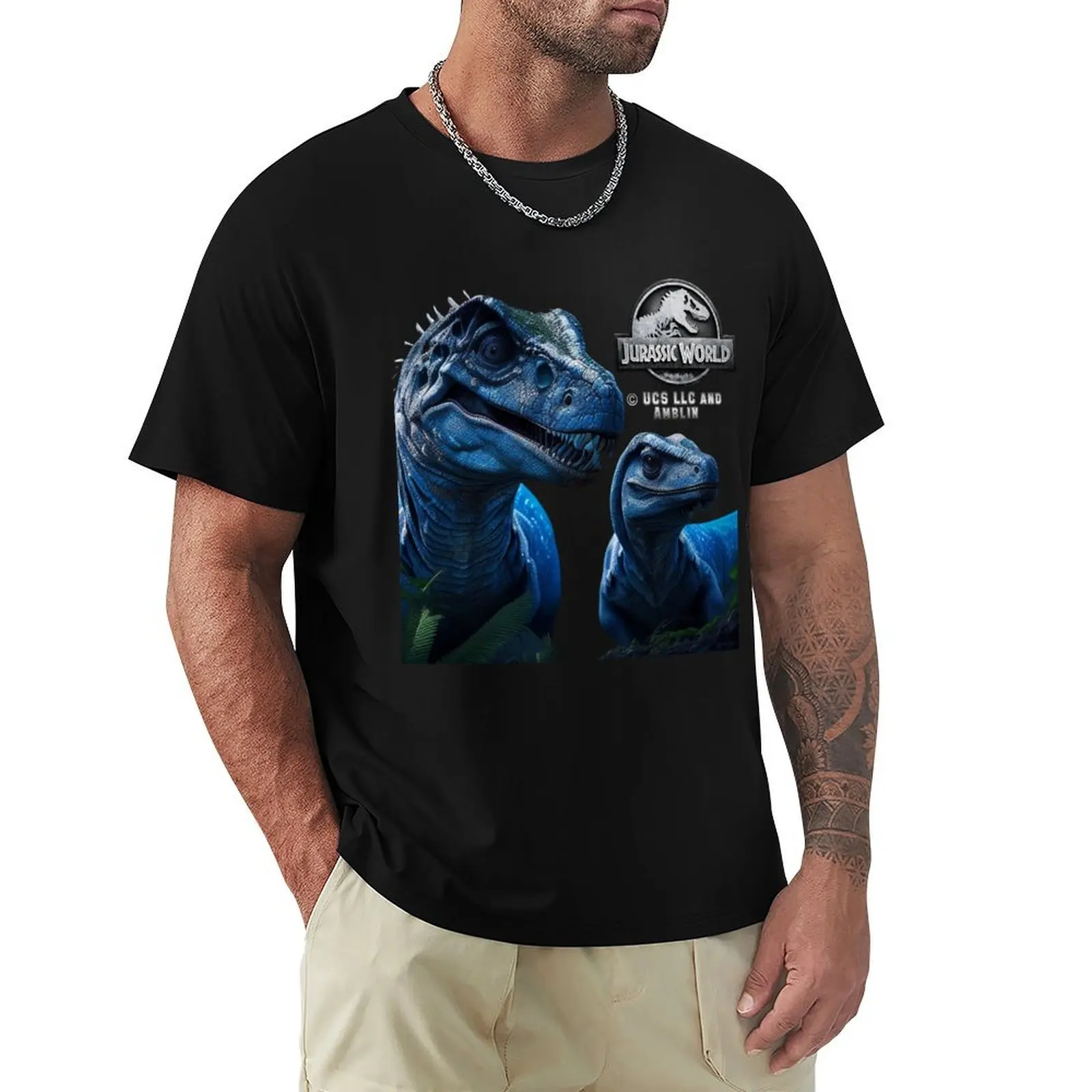Camiseta informal de manga corta con diseño de la familia Jurassic World Blue Raptor
