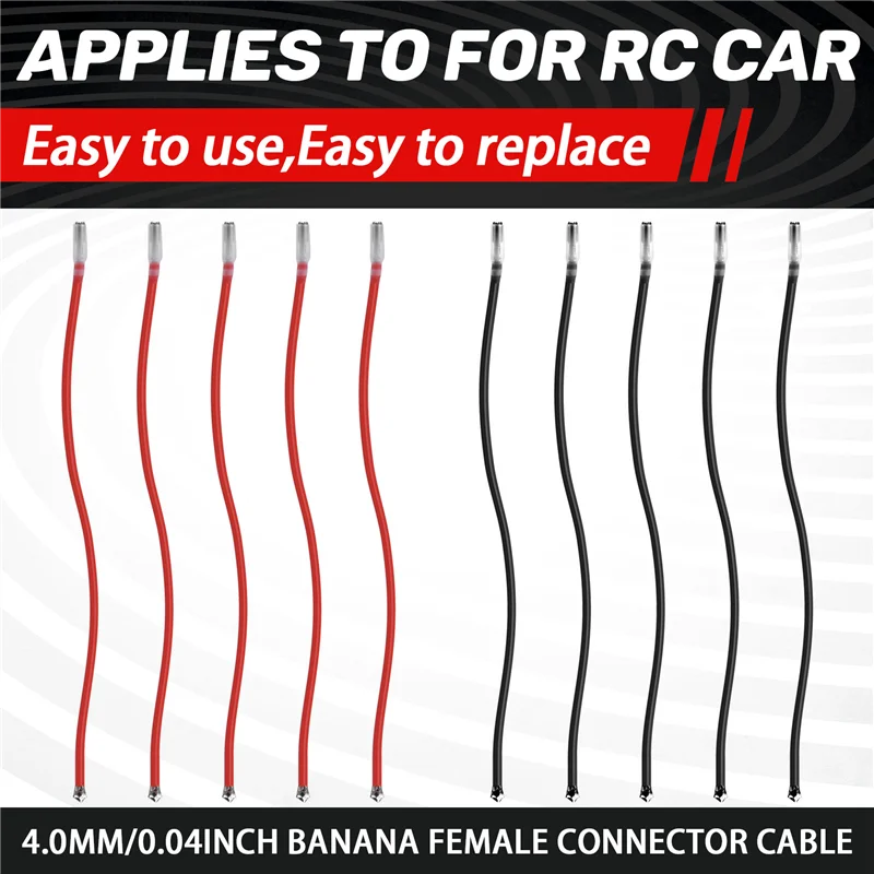 AK51-10PCS Spina a banana da 4,0 mm per linea di test con morsetto a coccodrillo Linea di test di alimentazione per auto RC