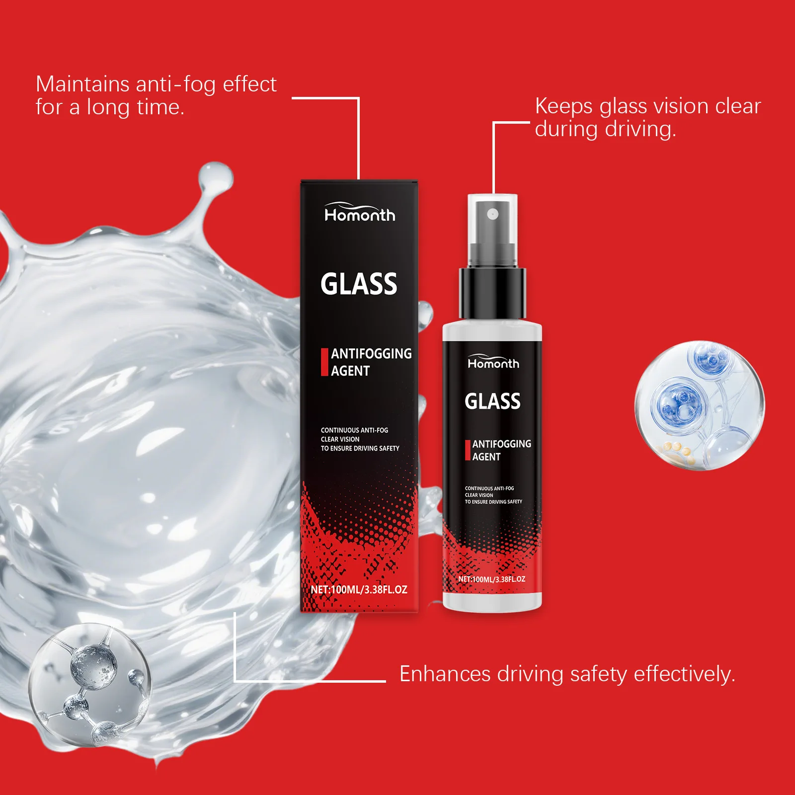 Portable Nano Anti Fog Coating Spray Automobile Windshield Demister Anti Mist Agent For Car Truck SUV Motorcycle Glasses Goggles