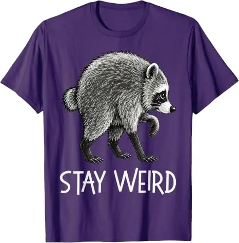 Stay Weird Funny Timothy Raccoon T-Shirt Y2k Herren Damen Baumwolle Gemütliche Oversize-T-Shirts Mode Vintage Kurzarm-Spruch-T-Shirt – Detail 11