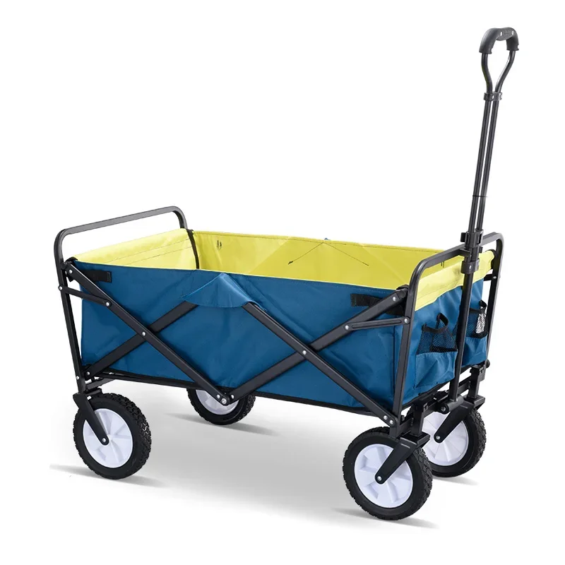 

Outdoor Camping Carts, Steel Pipe Frame,Supermarket Folding Shopping Cart,Portable Trolley Car, Cargo Trailer with 100kg Bearing