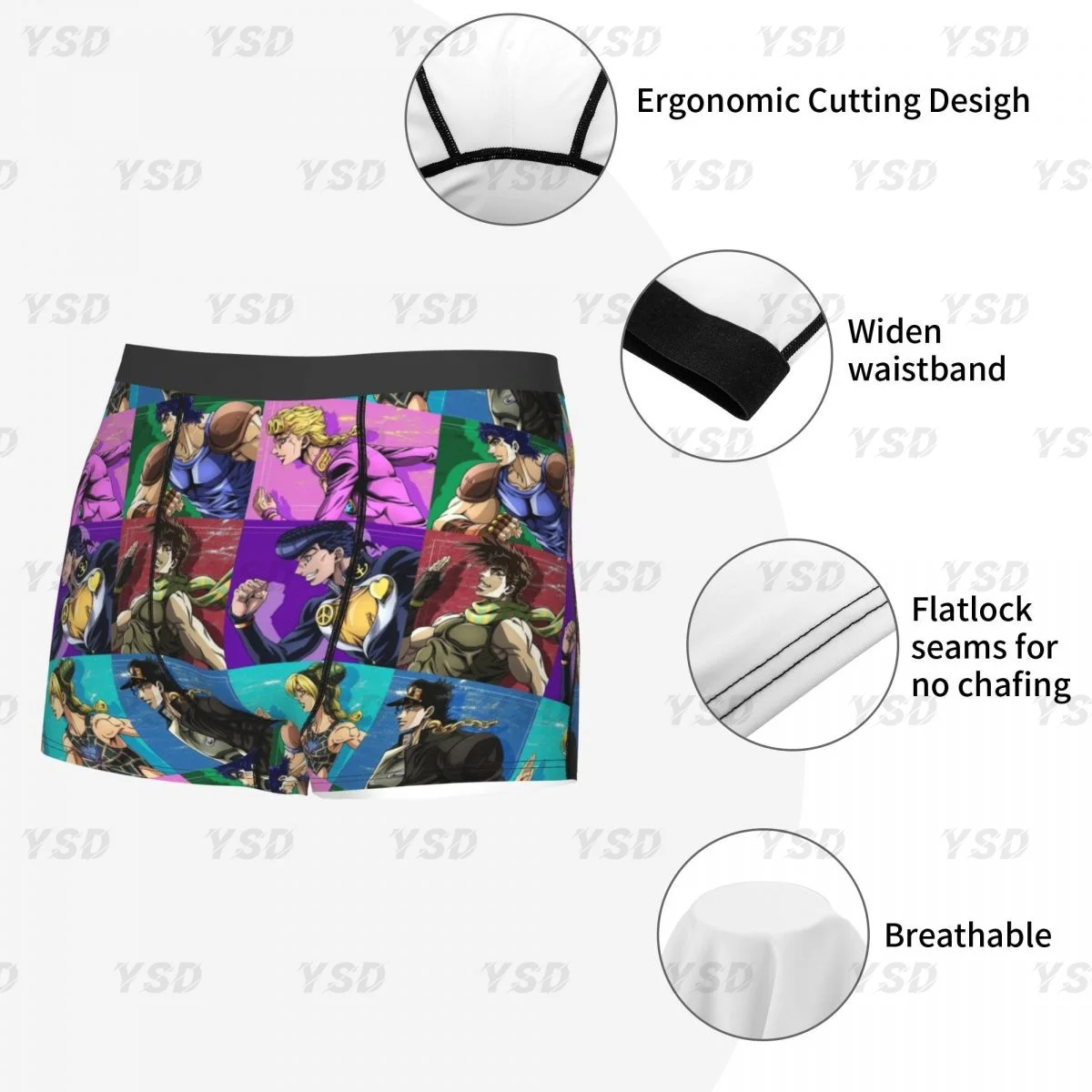 Jojo Bizarre Adventure Men\'s Boxer Briefs, Highly Breathable Underwear,High Quality 3D Print Shorts Birthday Gifts