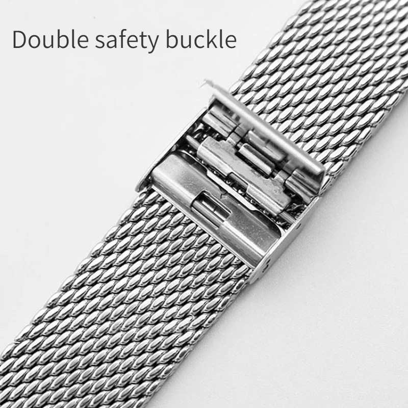 Double Security Buckle Stainless Steel Watch Band for Huawei for DW Watch 1.0 Wire Mesh with Milanese Braided Metal Strap