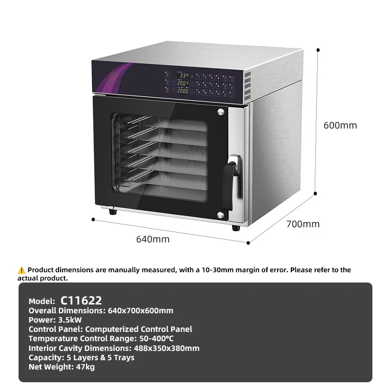 C11622 Smart Hot Air Circulation Oven Circulating Heating Stainless Steel Body