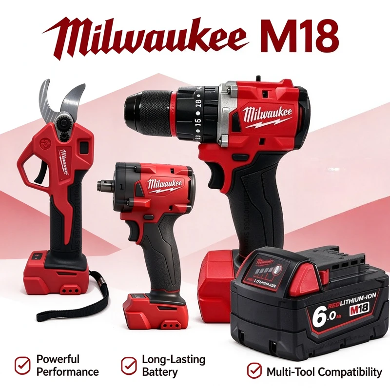 Milwaukee M18 Battery 18V 6.0Ah Rechargeable Battery,Fit Milwaukee FIW212 Cordless Impact Drill Pruning Shear Power Tools