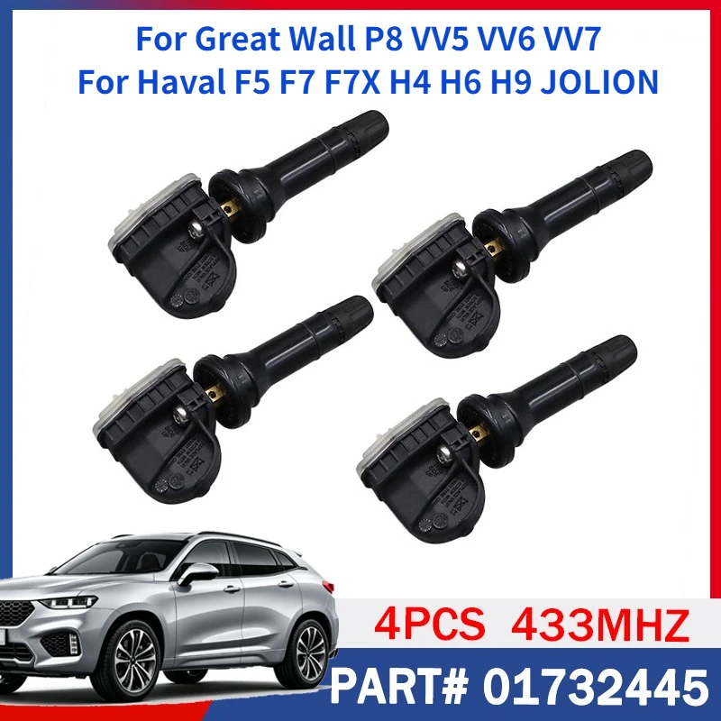 

01732445 TPMS 433MHZ For Great Wall P8 Poer EV VV5 VV6 VV7 PHEV Haval F5 F7 H4 H6 H9 JOLION Tire Pressure Monitoring Sensor 4PCS
