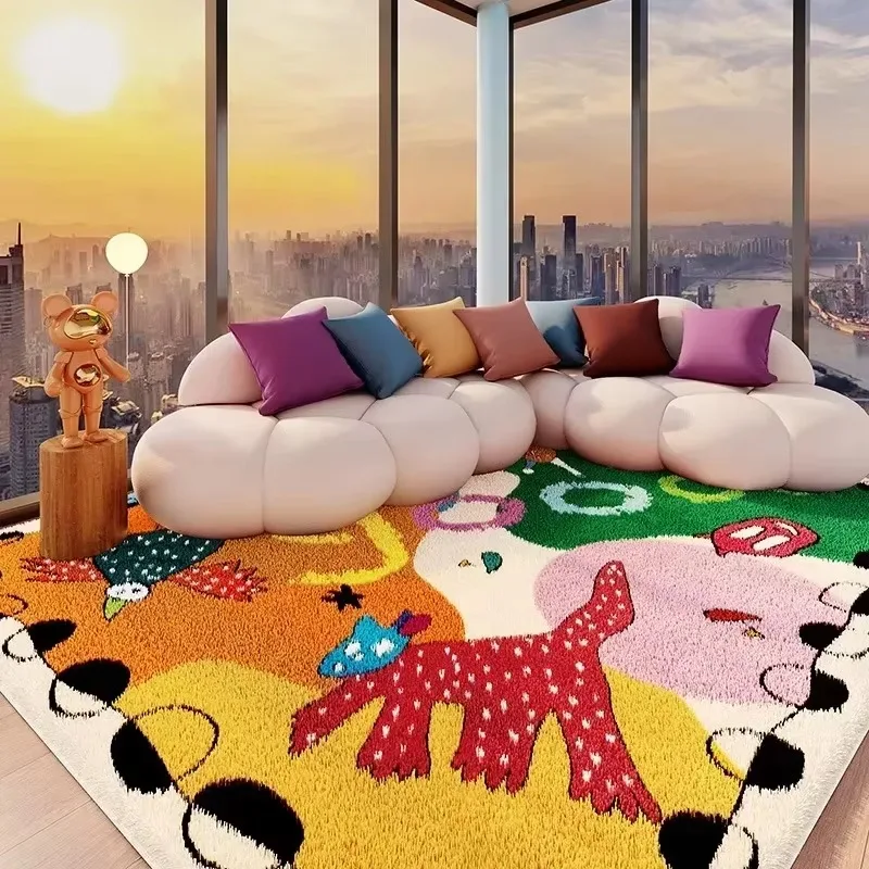 VIKAMA Fun and Artistic Colored Rugs, Perfect for Children's Rooms, Playrooms, and Living Rooms—Non-Slip and Durable Home Decor