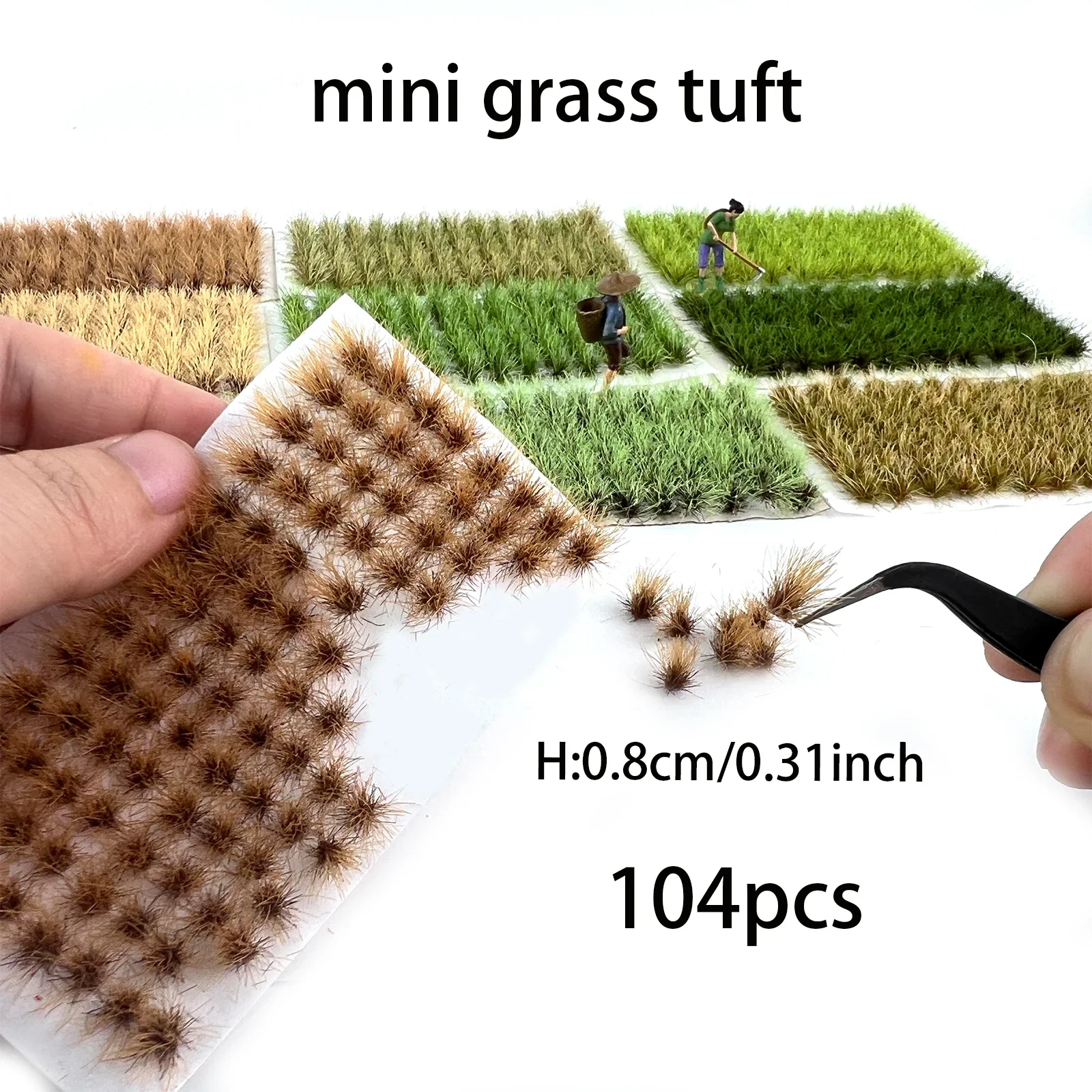Piante artificiali in miniatura con ciuffo di erba statica da 8 mm per layout del treno ferroviario Ho N Scena militare Fai da te Creazione di Wargame Diorama 104 pezzi