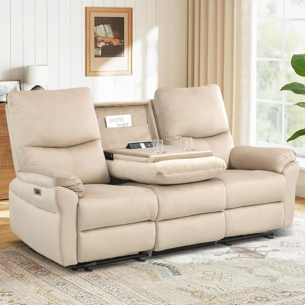 

Loveseat Recliner Sofa, Reclining Sofa With Drop Down Table,cup Holder And Usb Port, Modern 3 Seater Sofa, Wall Hugger Sofa