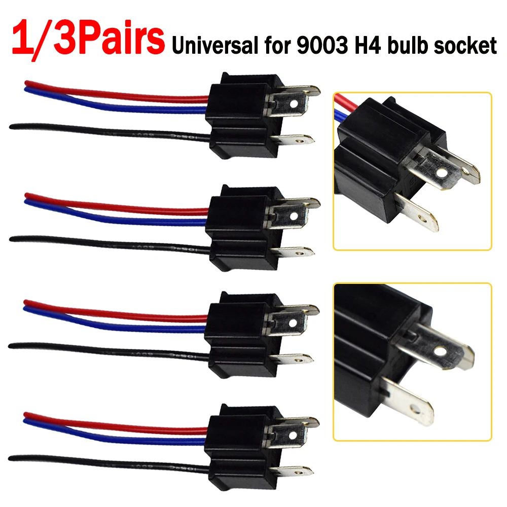 

3/1Pairs 9003 H4 Socket Wiring Headlamp Connector Head/Mother Head ABS+Copper Wire Harness Headlight Fog Lamp Male Connector