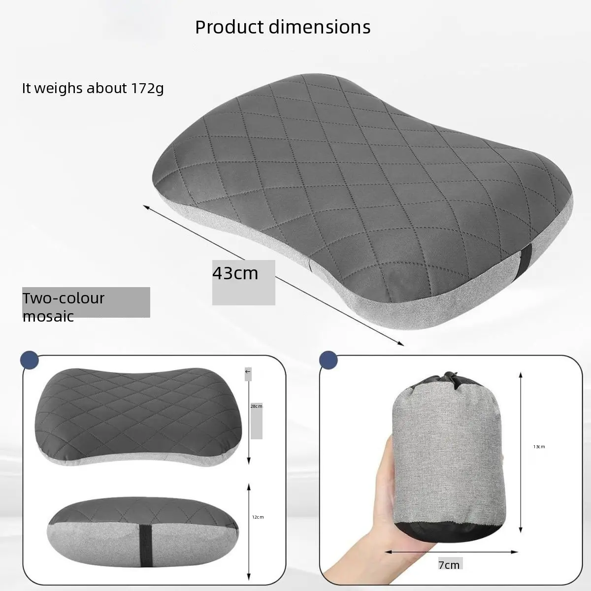 Inflatable Pillow Portable Neck and Lumbar Support Cushion Foldable Air Pillow for Hiking Backpacking Airplane Office Nap Sleep