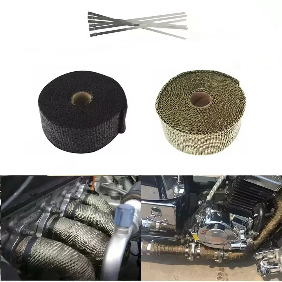 Alconstar- 15M Motorcycles Exhaust Front Pipe Anti-hot Wrap Heat Manifold Insulation Cloth Roll Header Wrap Resistant Downpipe