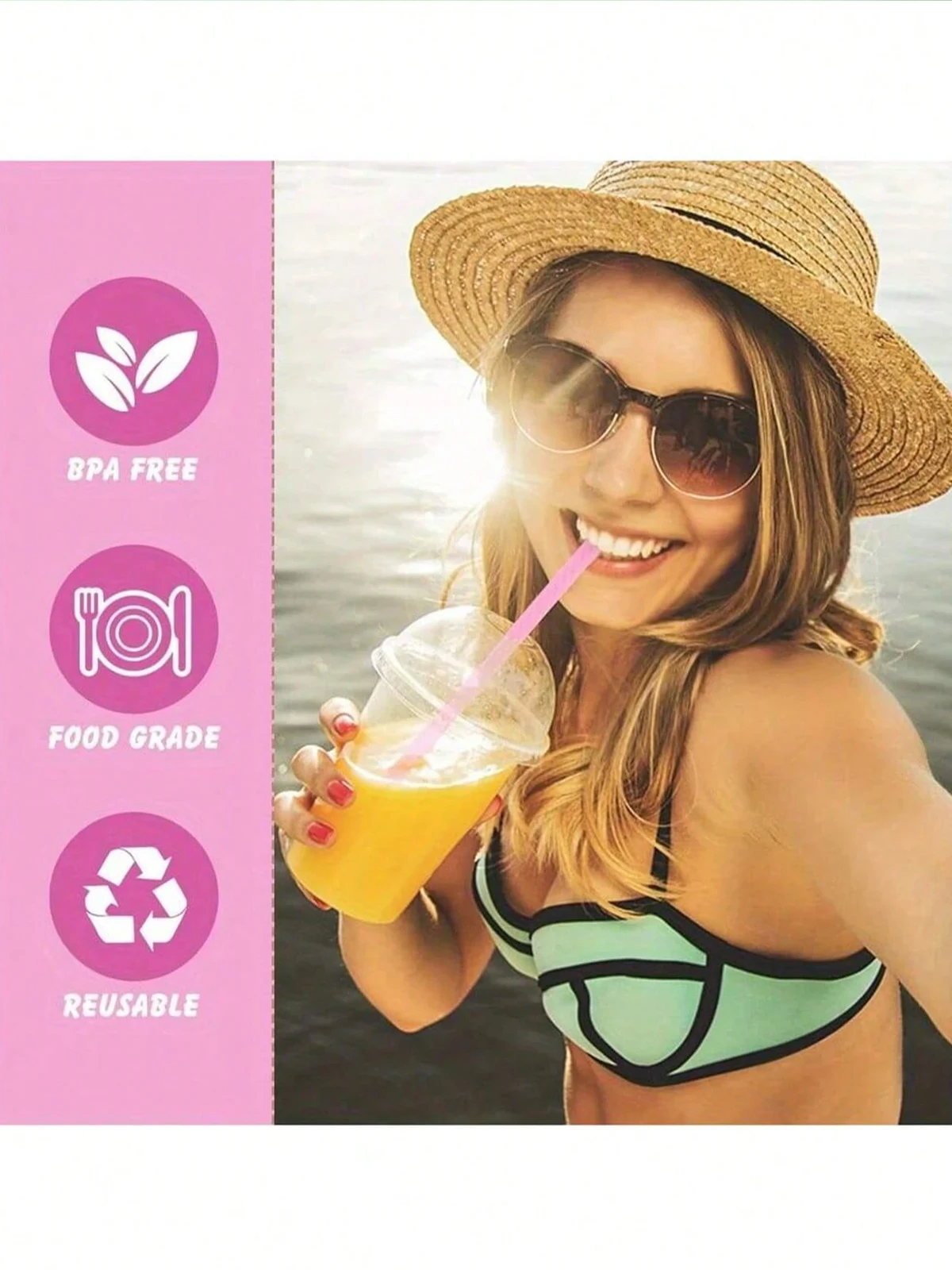 Reusable Food-grade Silicone Drinking Straws Foldable Flexible Straw with Cleaning Brushes Bar Party Supplies Recyclable